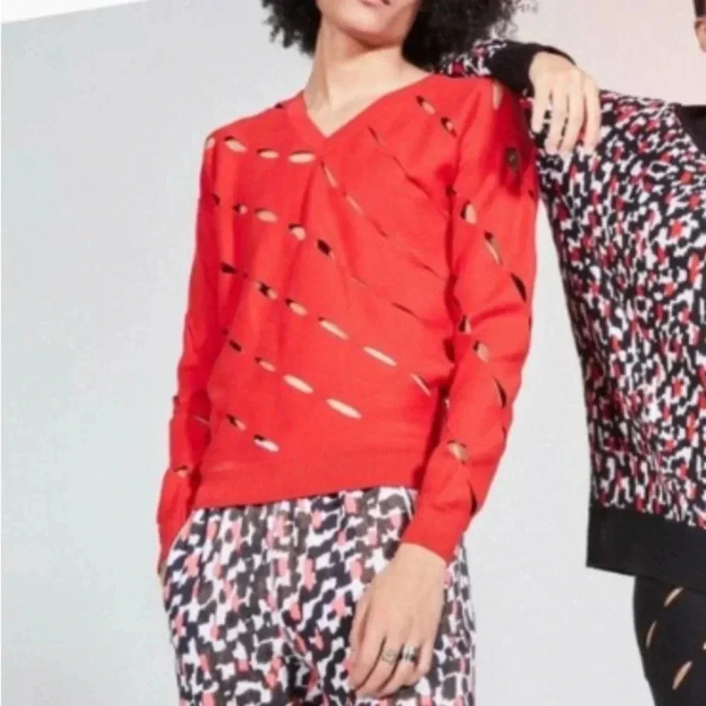 VICTOR‎ GLEMAUD Designer Red Cut Out Sweater Men’s Medium